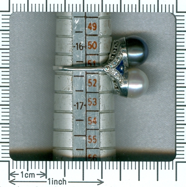 Grey and white pearls Art Deco engagement ring (image 7 of 9)